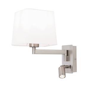 Orion Textiel-wandlamp Carlton, mat nikkel
