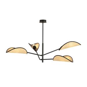 EMIBIG LIGHTING Hanglamp Vene, zwart/rotanoptiek, 4-lamps