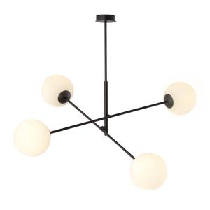 EMIBIG LIGHTING Plafondlamp Lineair, zwart/opaal, 4-lamps