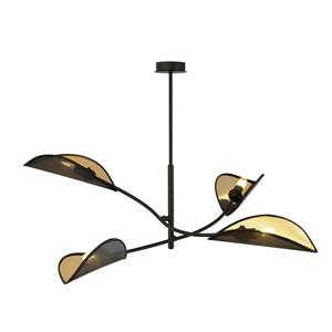 EMIBIG LIGHTING Plafondlamp Lotus, zwart/goud, 4-lamps