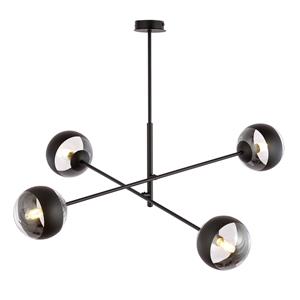 Euluna Plafondlamp Linear, zwart/helder, 4-lamps