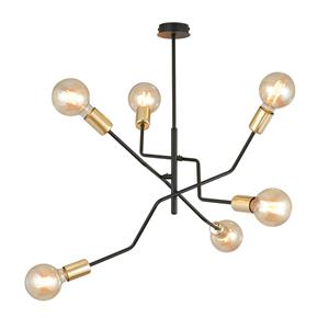 EMIBIG LIGHTING Plafondlamp Bolt, zwart/goud, 6-lamps