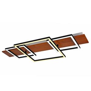 Lucande Chariska LED plafondlamp hout zwart 95cm