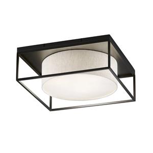 FISCHER & HONSEL Plafondlamp Carre 50x50cm stoffen kap wit
