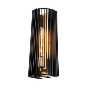 Quintiesse Wandlamp Linara, zwart/messing, 1-lamp