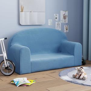 VidaXL Kindersofa 2-Sitzer Blau Weich Plüsch 