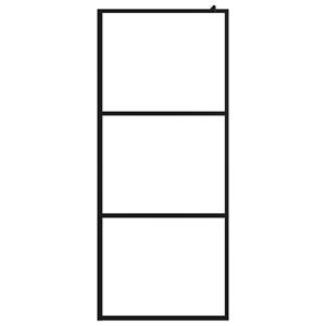 vidaXL Inloopdouchewand transparant 90x195 cm ESG-glas zwart