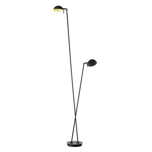 B-Leuchten LED vloerlamp Samy in zwart en goud, 2-lamps