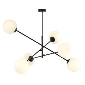 EMIBIG LIGHTING Plafondlamp Lineair, zwart/opaal, 6-lamps