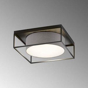 FISCHER & HONSEL Plafondlamp Carre 60x60cm stoffen kap grijs