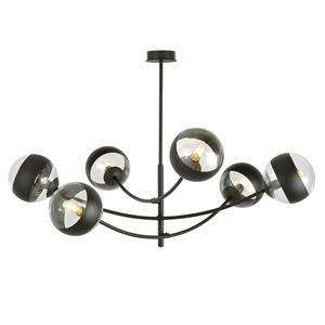 EMIBIG LIGHTING Plafondlamp Hunter, zwart/helder, 6-lamps