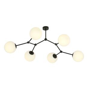 Euluna Plafondlamp Space, zwart/opaal, 6-lamps