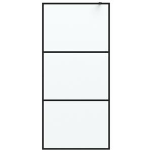 vidaxl Inloopdouchewand 90x195 cm mat ESG-glas zwart