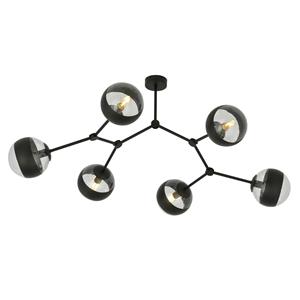 Euluna Plafondlamp Nova, zwart/helder, 6-lamps