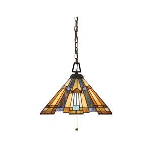 QUOIZEL Hängelampe Inglenook, Tiffany-Stil Kettenabhängung