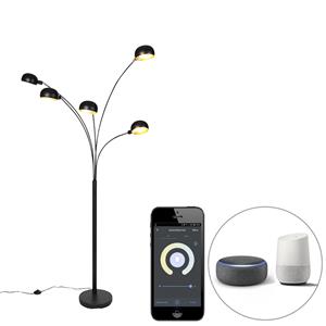 QAZQA Smarte Stehlampe schwarz 5-flammig inkl. Wifi B35 - Sixties
