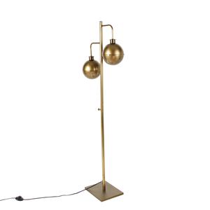 QAZQA Industriële vloerlamp brons 2-lichts - Haicha