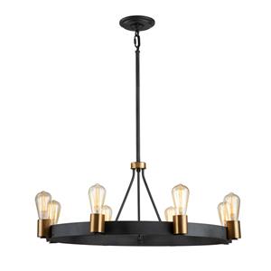 Quintiesse Kroonluchter Silas, zwart, 8-lamps, Ø 82,9cm