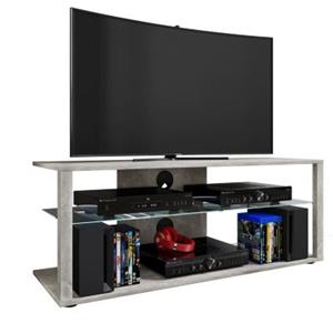 VCM Holz TV Lowboard Fernsehschrank Rack Konsole Möbel Fernsehtisch Fernseh Phono Glas Folas XL grau