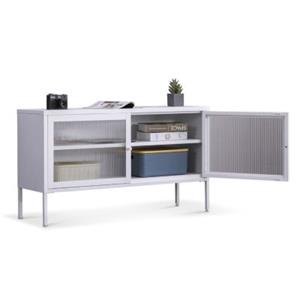 Coemo Sideboard Tokio aus Metall mit Glast&uuml;ren wei&szlig;