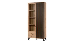 CaliCosy Vitrinekast 2 Deuren en 2 Laden Eiken Decor L92 cm - Lublin