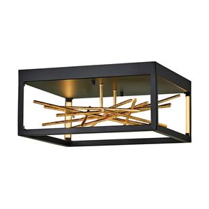 Quintiesse LED plafondlamp Styx, zwart, 3.000 K 46 x 22cm