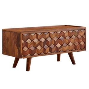 FineBuy Lowboard Sheesham Braun 92 cm breit dunkelbraun