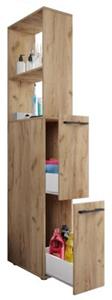 VCM Badmöbel Nischenschrank Raumteiler Badschrank Hochschrank Schublade Sadilo XL holzfarben