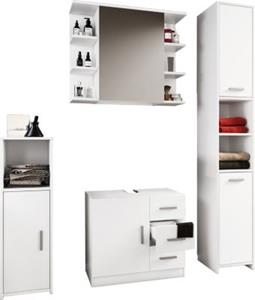 VCM 4-tlg. Komplett Badmöbel Badschrank Bad Unterschrank Hochschrank Set Zalo lll weiß