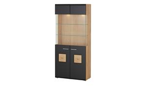Standvitrine ¦ schwarz ¦ Maße (cm): B: 90 H: 205 T: 42  - Möbel Kraft
