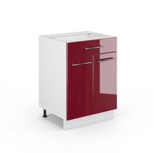 Vicco Schubunterschrank 60 cm Bordeaux Hochglanz Küchenschrank Hängeschrank Küchenzeile Fame-Line bordeaux