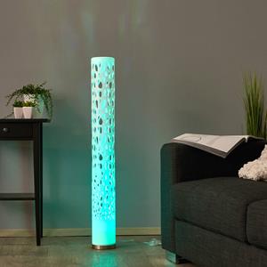 Lindby Vloerlamp Alisea, RGBW, afstandsbediening, wit, metaal