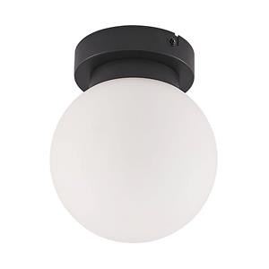 Lindby Tavino plafondlamp, bolkap, zwart
