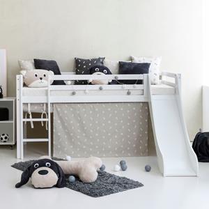 Hoppekids Hochbett ""Pets Silbergrau"", Rutsche & Vorhang Grau und viel Auswahl