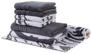 Egeria Handtuch Set »MARBLE« (7-tlg), mit passender Badematte 70x120 cm marmoriert