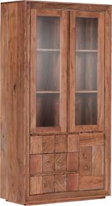 Gutmann Factory Vitrine Timber, aus massivem Akazienholz mit vier Türen, Höhe 190 cm