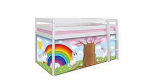 TICAA Hochbett Einhorn Rainbow Kiefer weiß Gr. 90 x 200