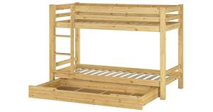 Erst-Holz Etagenbett 90x200 Kiefer massiv + Rollrost + Bettkasten natur Gr. 90 x 200