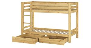 Erst-Holz Stockbett 90x200 Kiefer massiv + Rollrost + Bettkasten natur Gr. 90 x 200