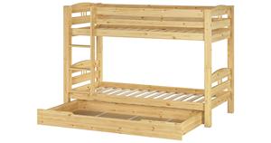 Erst-Holz Stockbett 90x200 Kiefer massiv mit Rollrost und Bettkasten natur Gr. 90 x 200