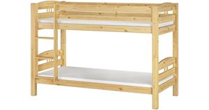 Erst-Holz Stockbett 90x200 Kiefer massiv mit Rollrost und Matratzen natur Gr. 90 x 200