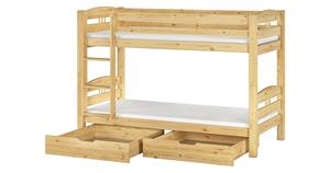 Erst-Holz Stockbett 90x200 Kiefer + Rollrost + Matratzen + Bettkasten natur Gr. 90 x 200