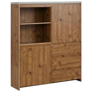 Home affaire Highboard Maribo in moderne rustieke stijl, met een mooi betonnen bovenblad, breedte 125 cm