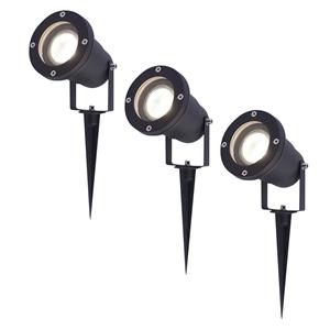 V-TAC Set van 3 LED Prikspots - 4000K Neutraal wit - Kantelbaar - IP44 Vochtbestendig - Aluminium - Tuinspot - Geschikt voor in de tuin - Zwart - 3 jaar garantie