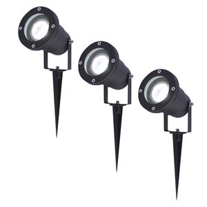 V-TAC Set van 3 LED Prikspots - 6000K Daglicht wit - Kantelbaar - IP44 Vochtbestendig - Aluminium - Tuinspot - Geschikt voor in de tuin - Zwart - 3 jaar garantie