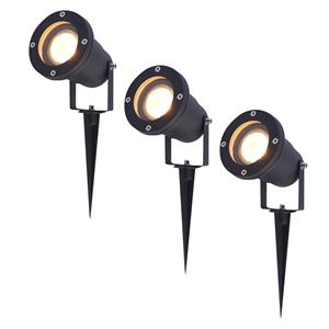 V-TAC Set van 3 LED Prikspots - 2700K Warm wit - Kantelbaar - IP44 Vochtbestendig - Aluminium - Tuinspot - Geschikt voor in de tuin - Zwart - 3 jaar garantie