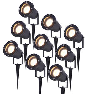 V-TAC Set van 9 LED Prikspots - 2700K Warm wit - Kantelbaar - IP44 Vochtbestendig - Aluminium - Tuinspot - Geschikt voor in de tuin - Zwart - 3 jaar garantie