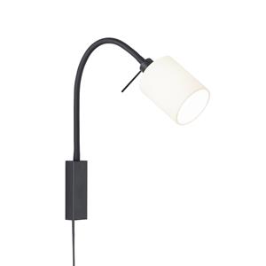 FISCHER & HONSEL Wandlamp Mau met flexibele arm stoffen kap wit