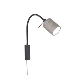 FISCHER & HONSEL Wandlamp Maui met flexibele arm stoffen kap grijs