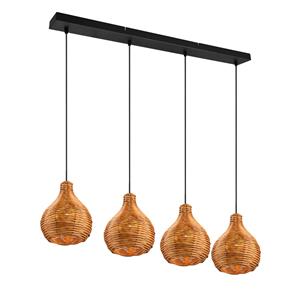 Reality Leuchten Hanglamp Sprout van rotan, 4-lamps, natuur